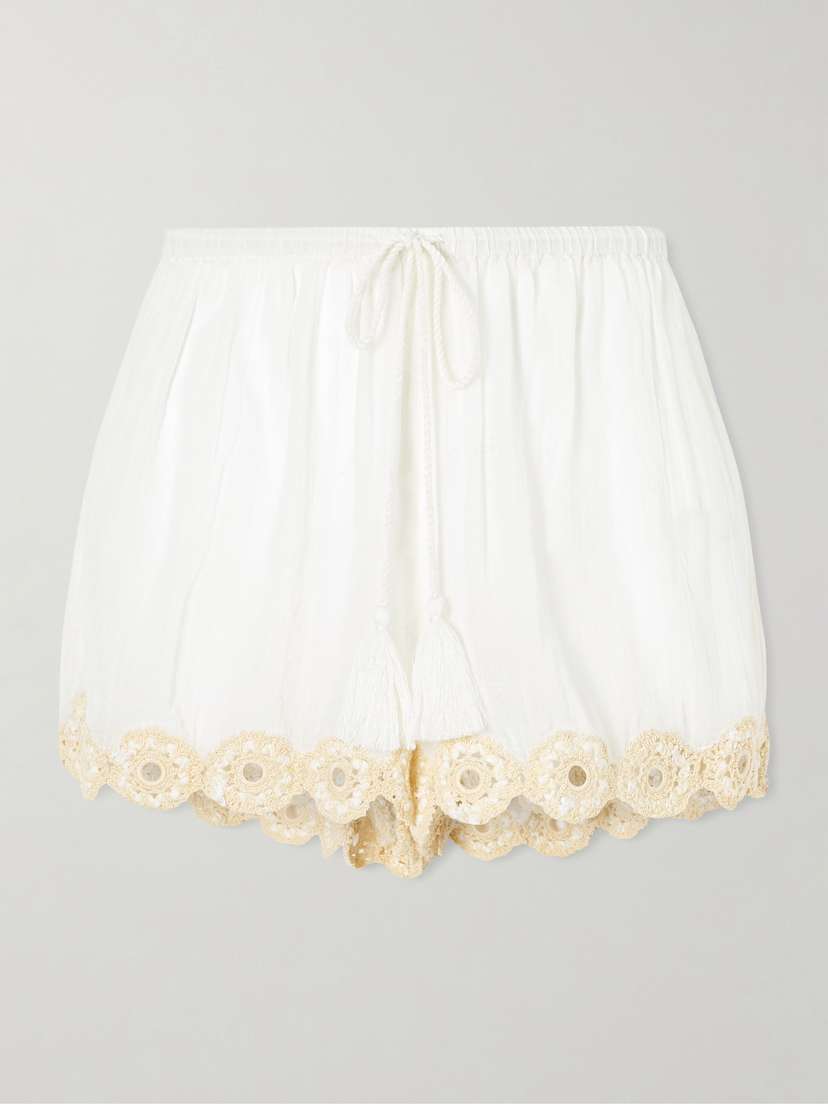 Ulla Johnson Liya Crochet-trimmed Cotton Shorts