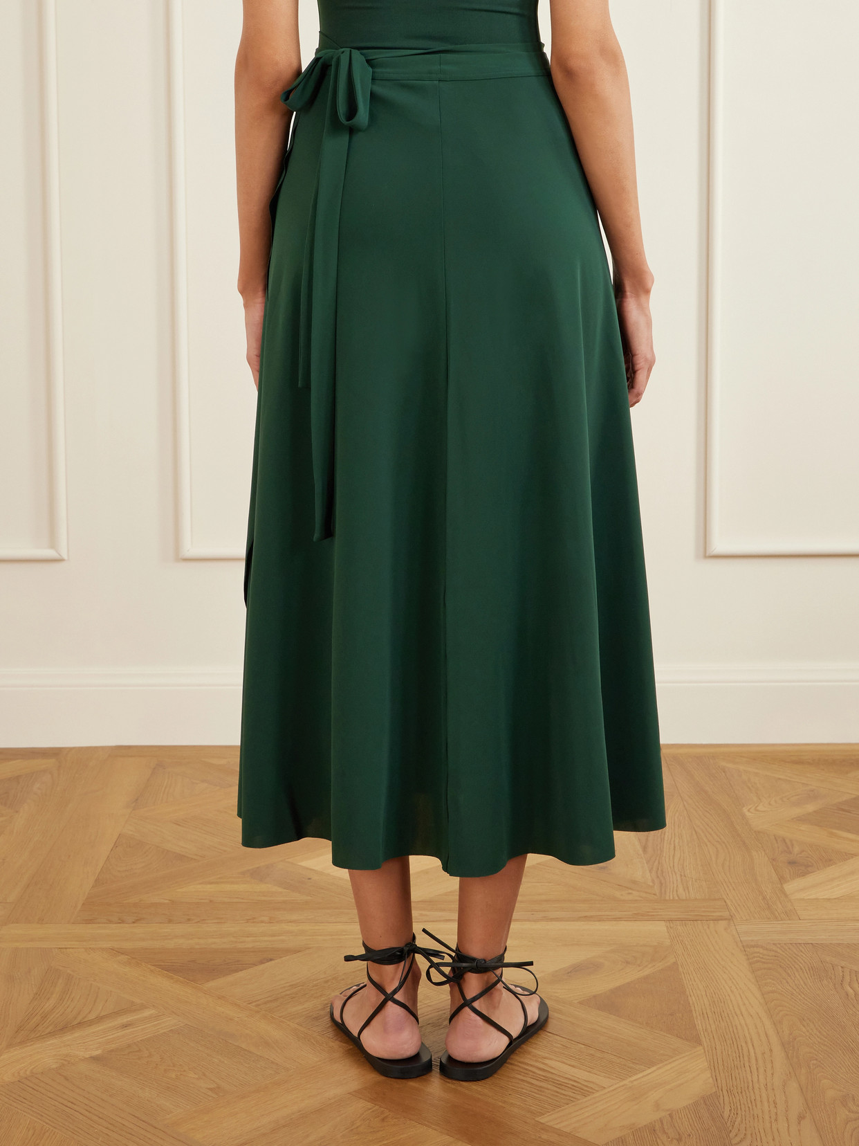 Eres Julieta Stretch-jersey Wrap Midi Skirt In Green