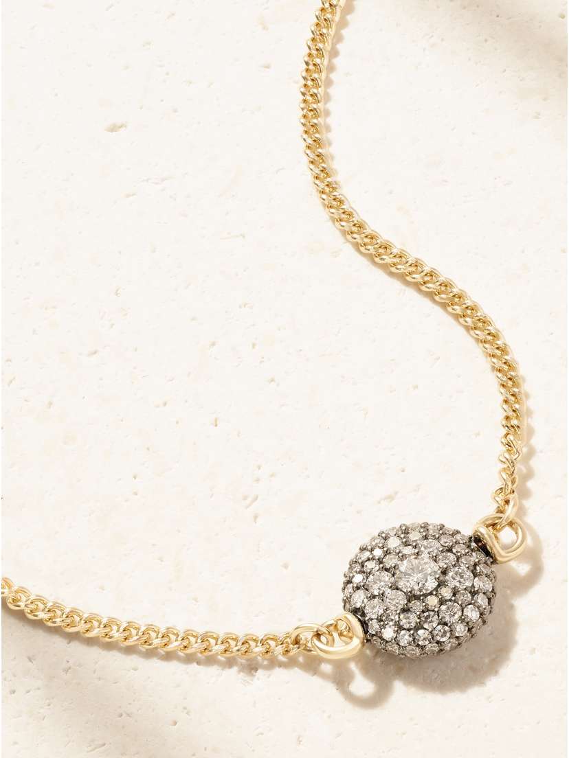 Lucy Delius Baby Pocket Watch 14-karat Gold Diamond Necklace