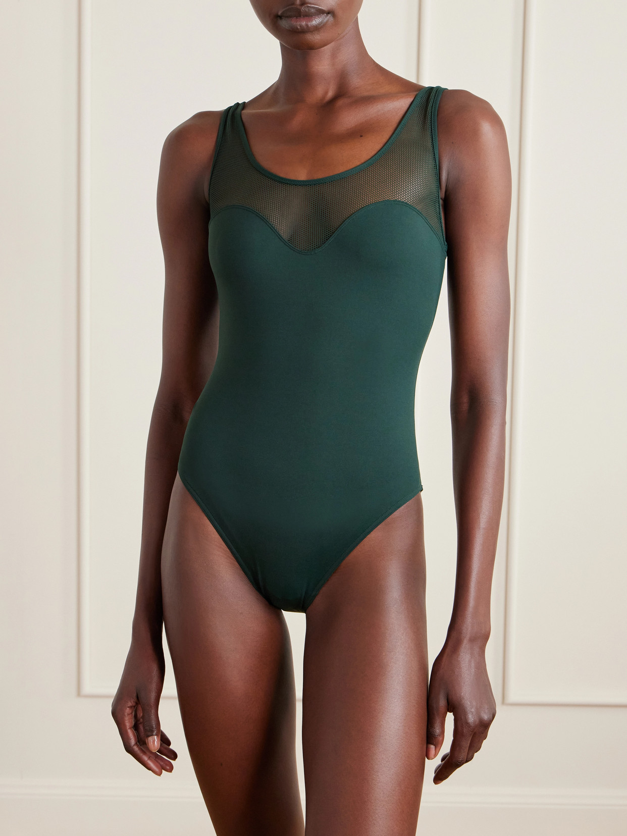 Eres Charisme Mesh Panel Swimsuit In Green
