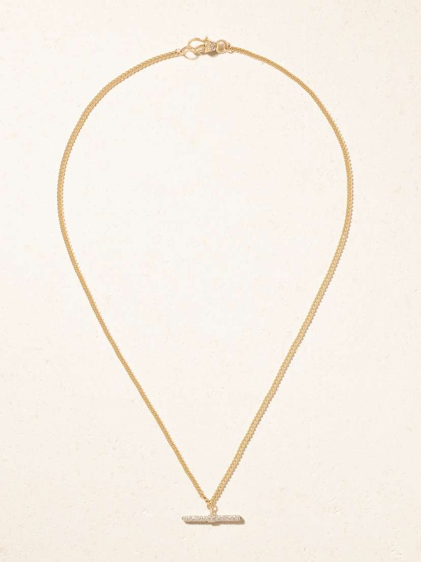 Lucy Delius Baby T-bar 14-karat Gold Diamond Necklace