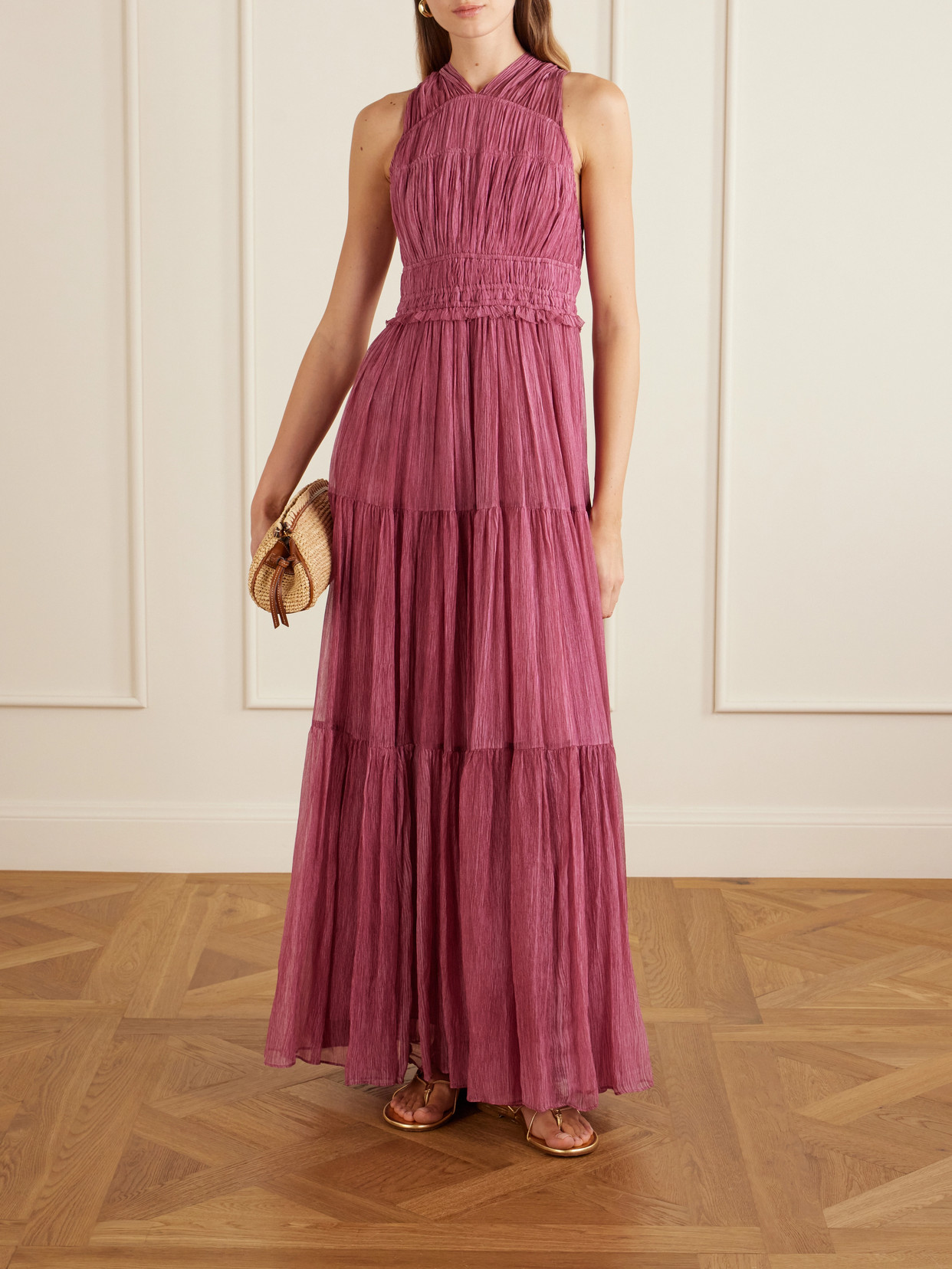 Ulla Johnson Freesia Sleeveless Silk Chiffon Gown In Pink