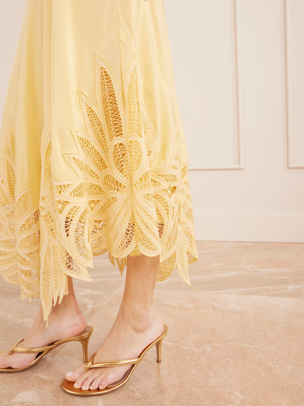 Ulla Johnson Idra Embroidered Silk Crepe De Chine Maxi Dress In Yellow
