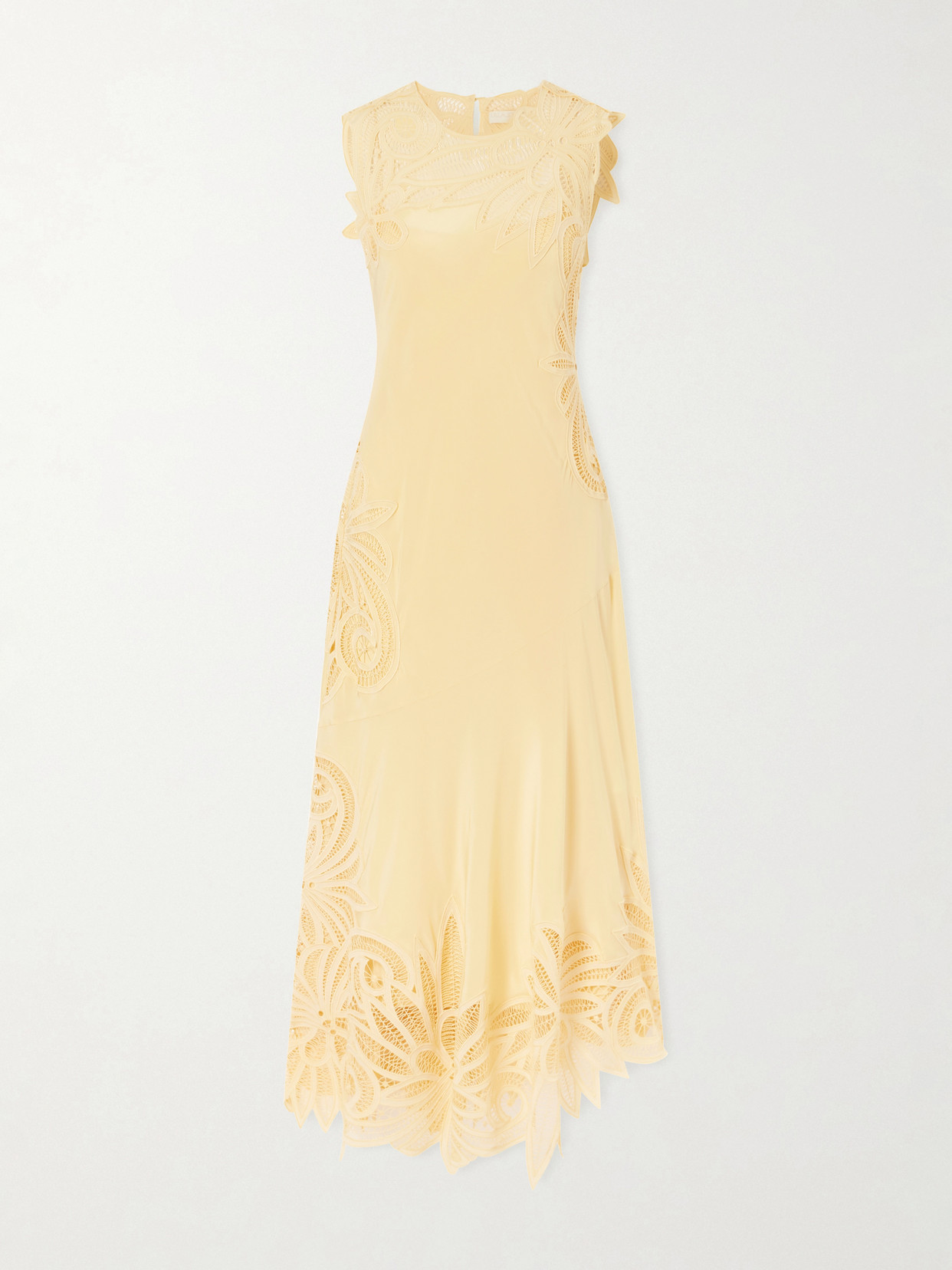 Ulla Johnson Idra Embroidered Silk Midi Dress In Yellow