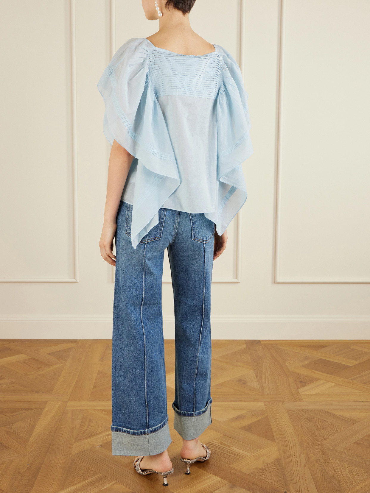 Lu Ruffled Cotton-Voile Top