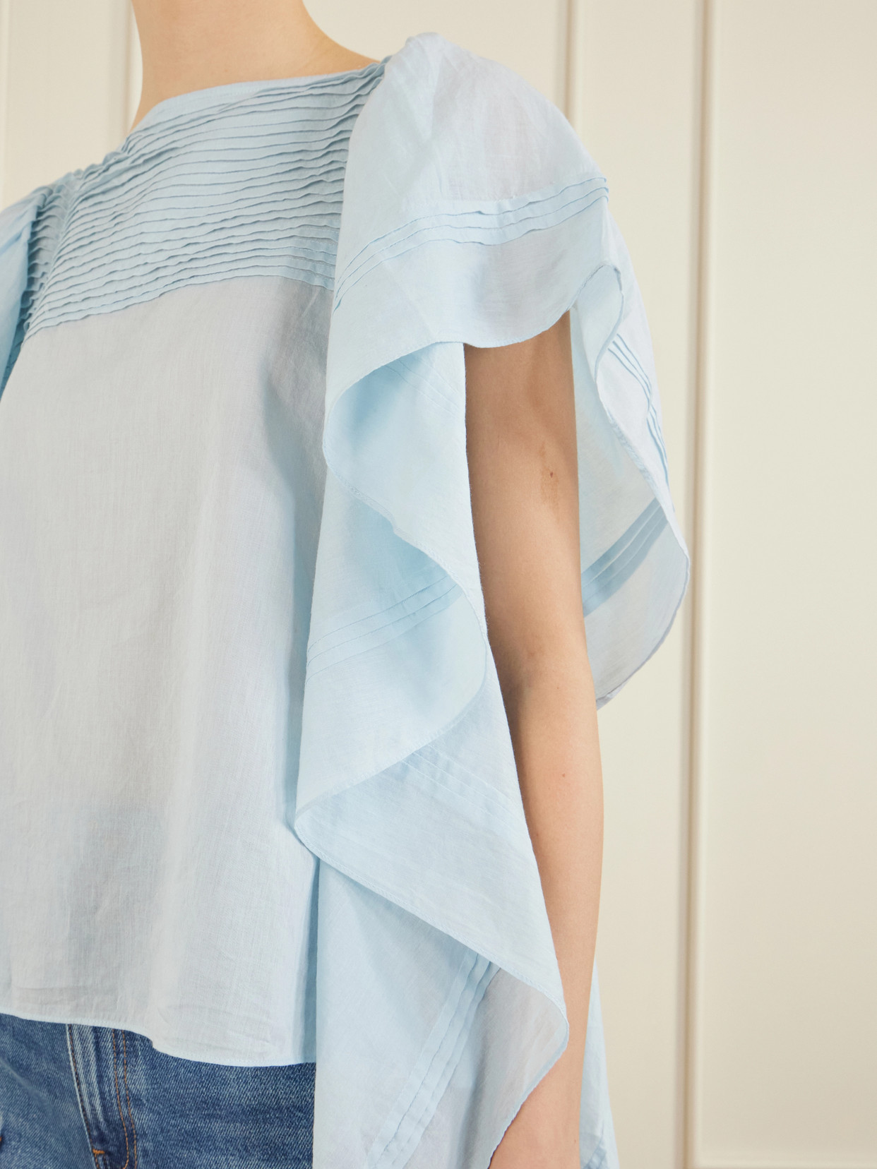 Lu Ruffled Cotton-Voile Top