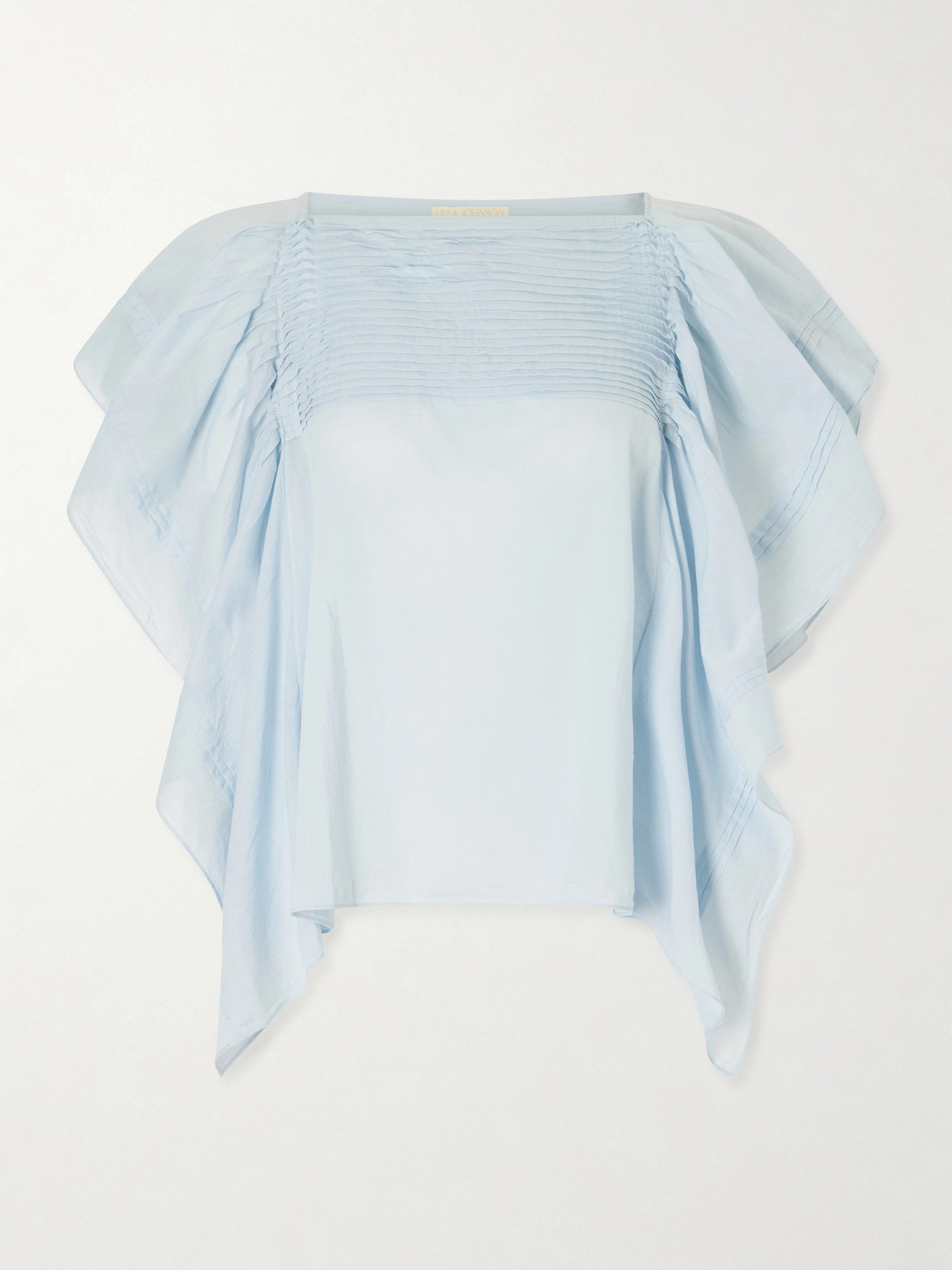 Ulla Johnson Lu Ruffled Cotton-voile Top In Blue