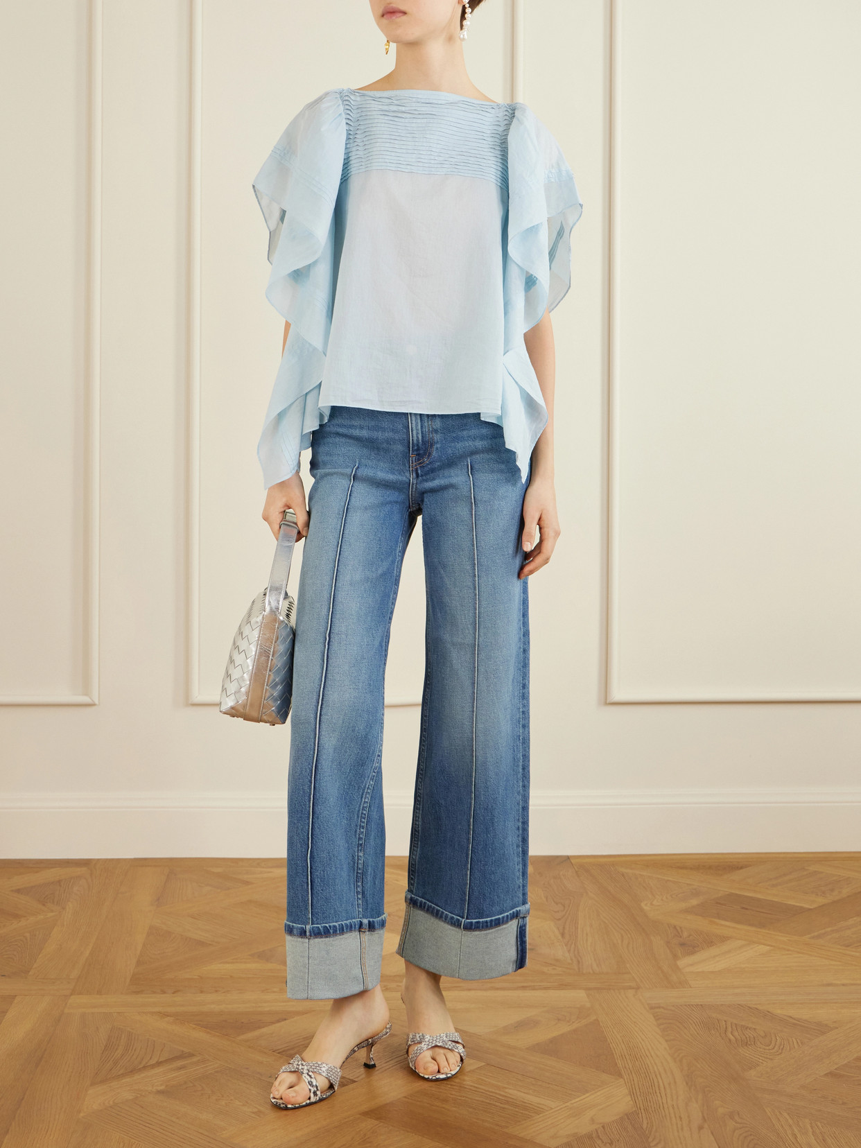 Lu Ruffled Cotton-Voile Top