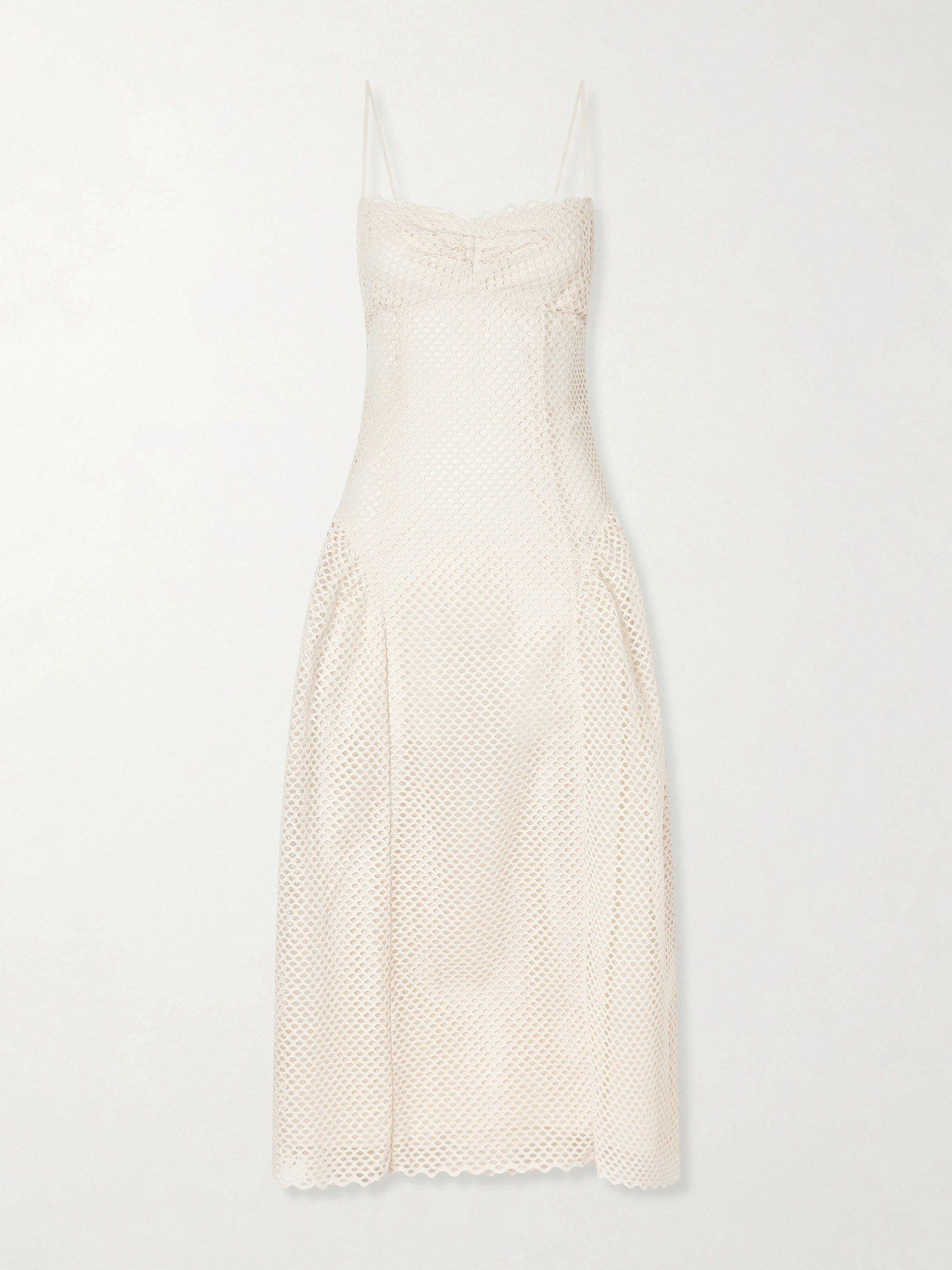 Ulla Johnson Isotta Eyelet-embellished Cotton Midi Dress In Neutral