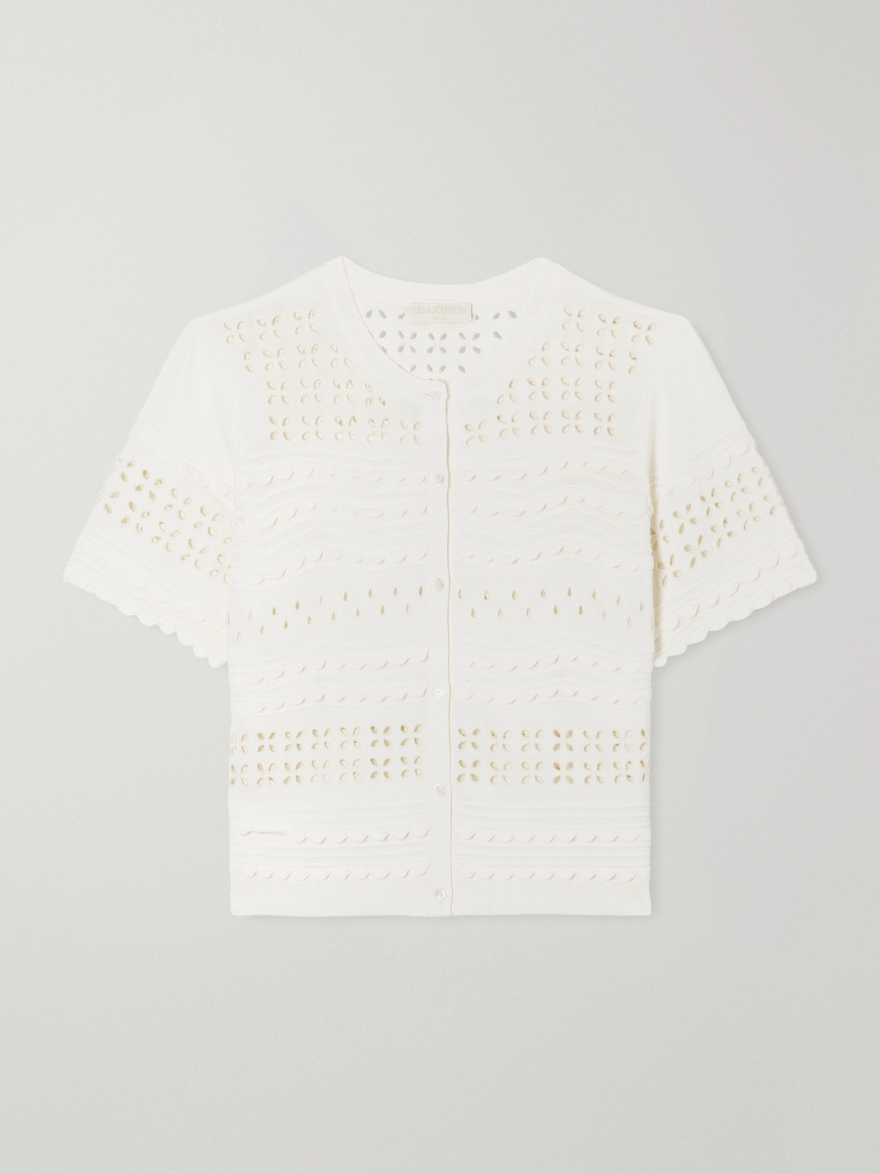 Ulla Johnson Abriana Eyelet-embellished Knitted Shirt In White