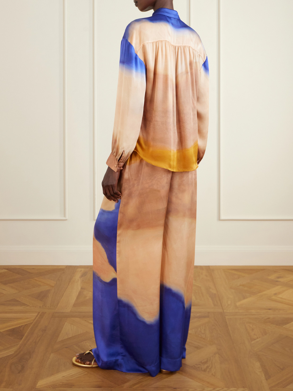 Gesture Ruffled Dégradé Silk-Satin Blouse