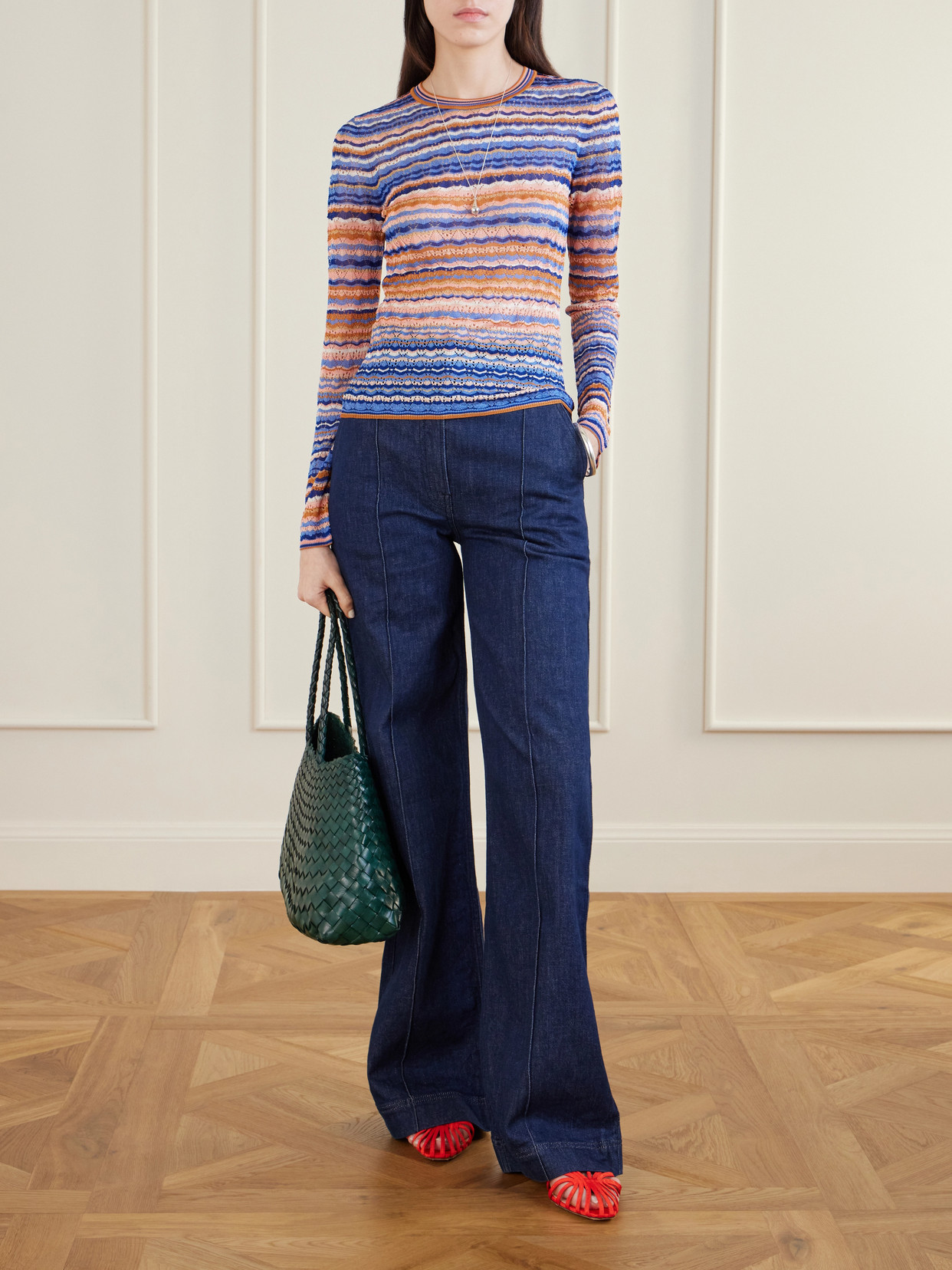 Ulla Johnson Lunaire Stripe Pointelle Knit Top In Multi