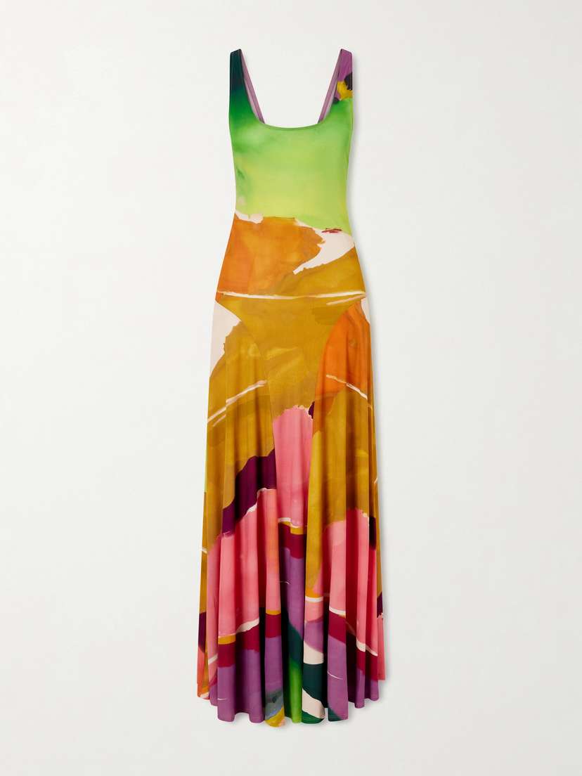 Malie Printed Stretch-jersey Maxi Dress