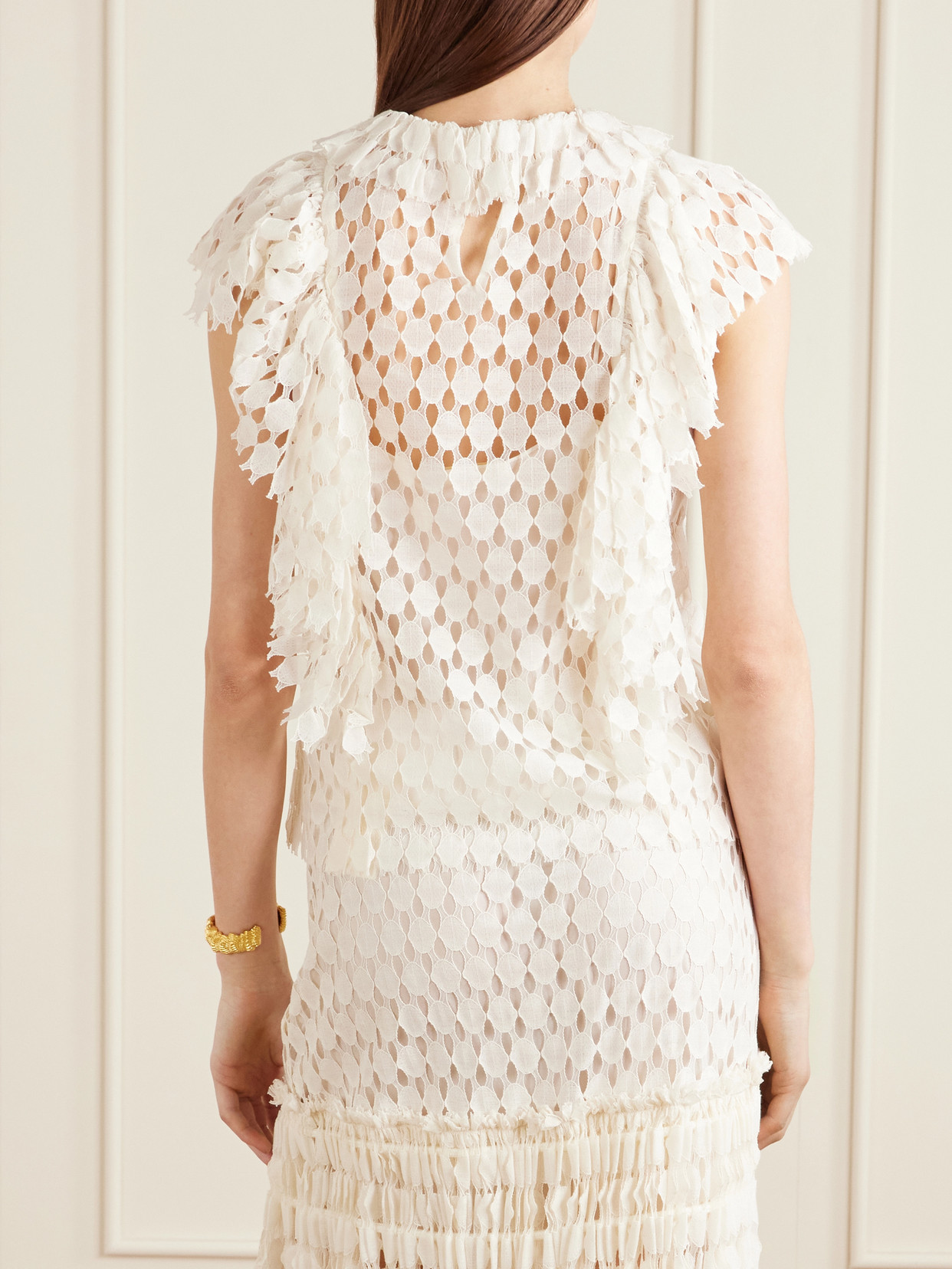 Daevy Ruffled Cotton-Blend Lace Blouse
