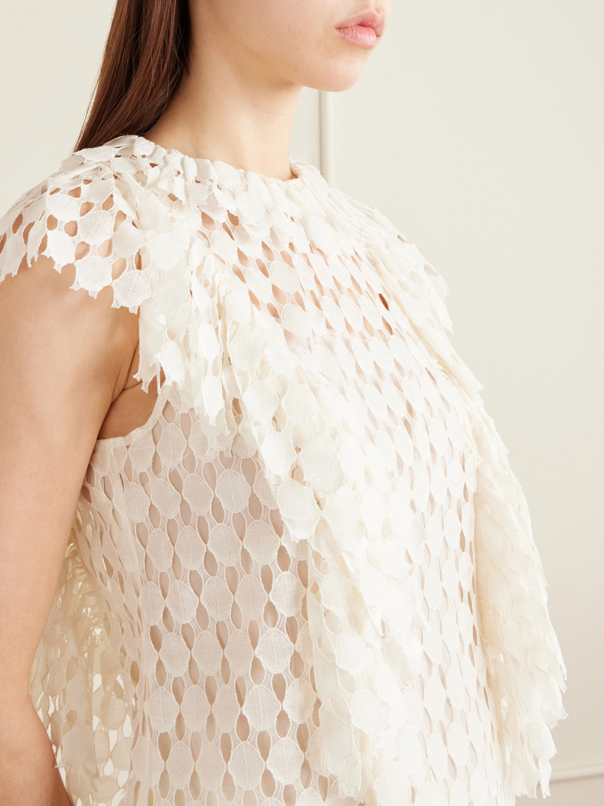 Daevy Ruffled Cotton-Blend Lace Blouse
