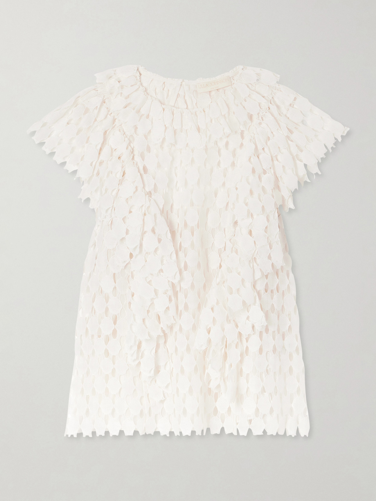 Ulla Johnson Daevy Ruffled Cotton-blend Lace Blouse In White
