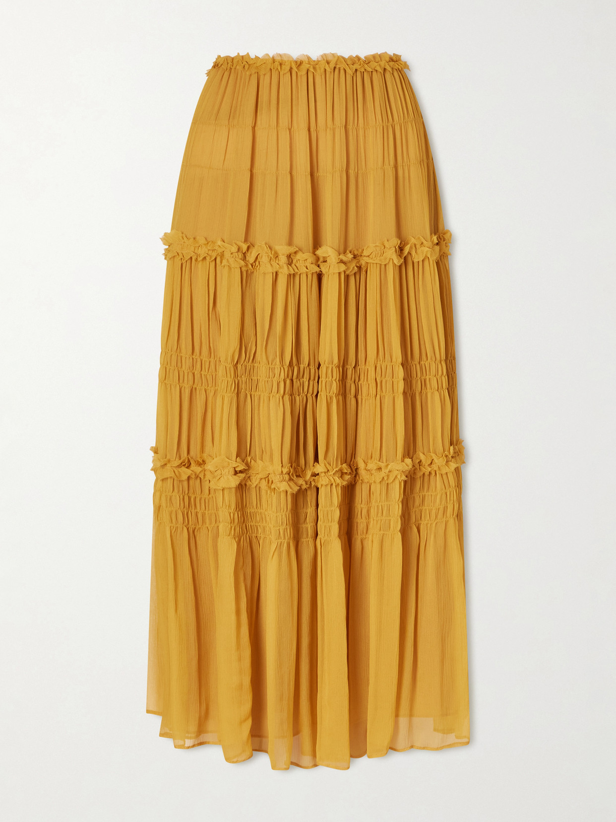 Ulla Johnson Virginie Silk-crepon Midi Skirt In Yellow