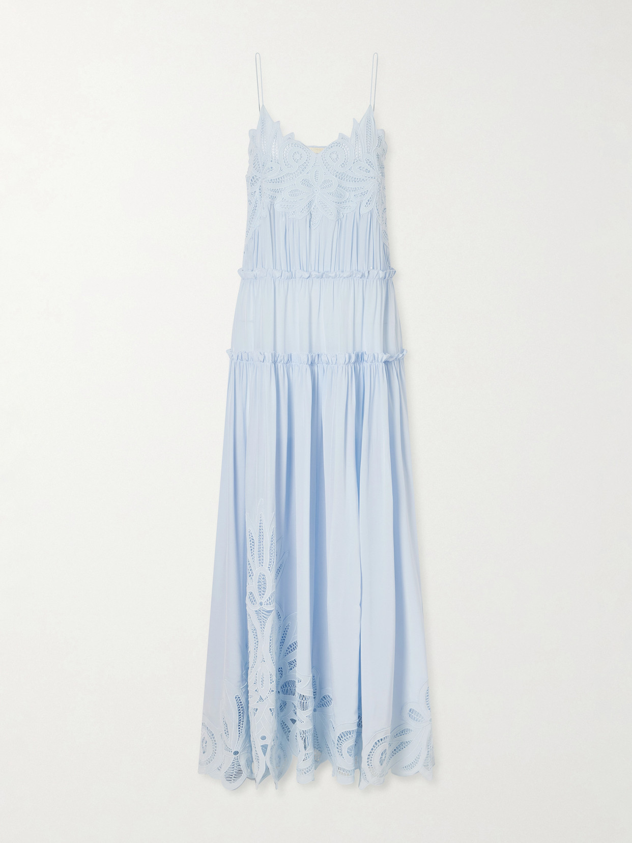 Ulla Johnson - Filippa Lace-trimmed Silk Gown - Light blue
