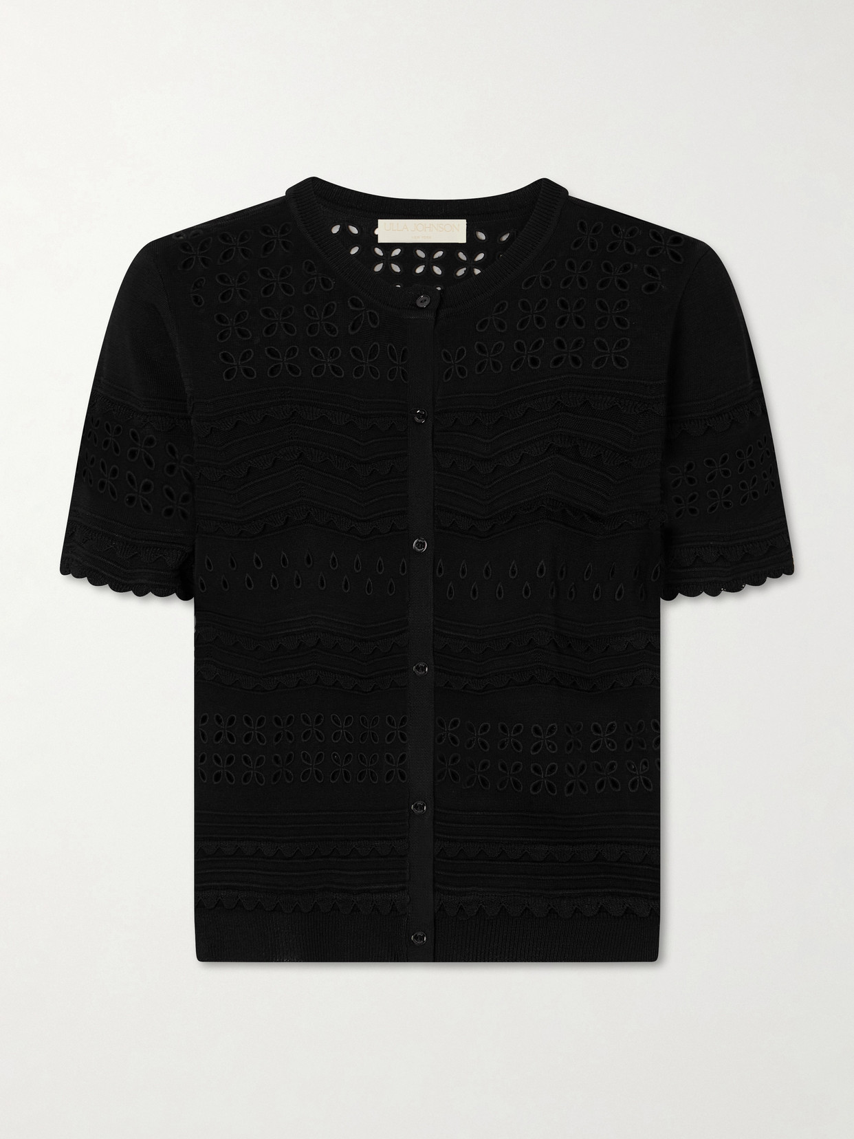 Ulla Johnson Abriana Eyelet-embellished Knitted Shirt In Black
