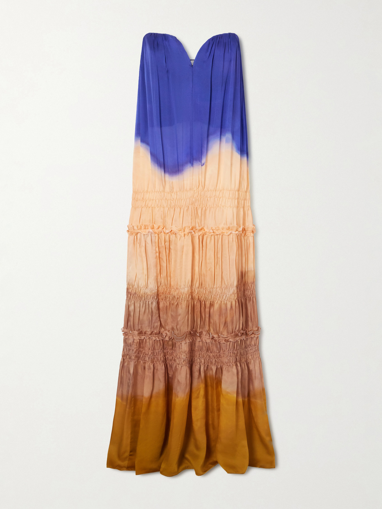 Ulla Johnson Veil Strapless Tiered Silk-satin Gown In Multi