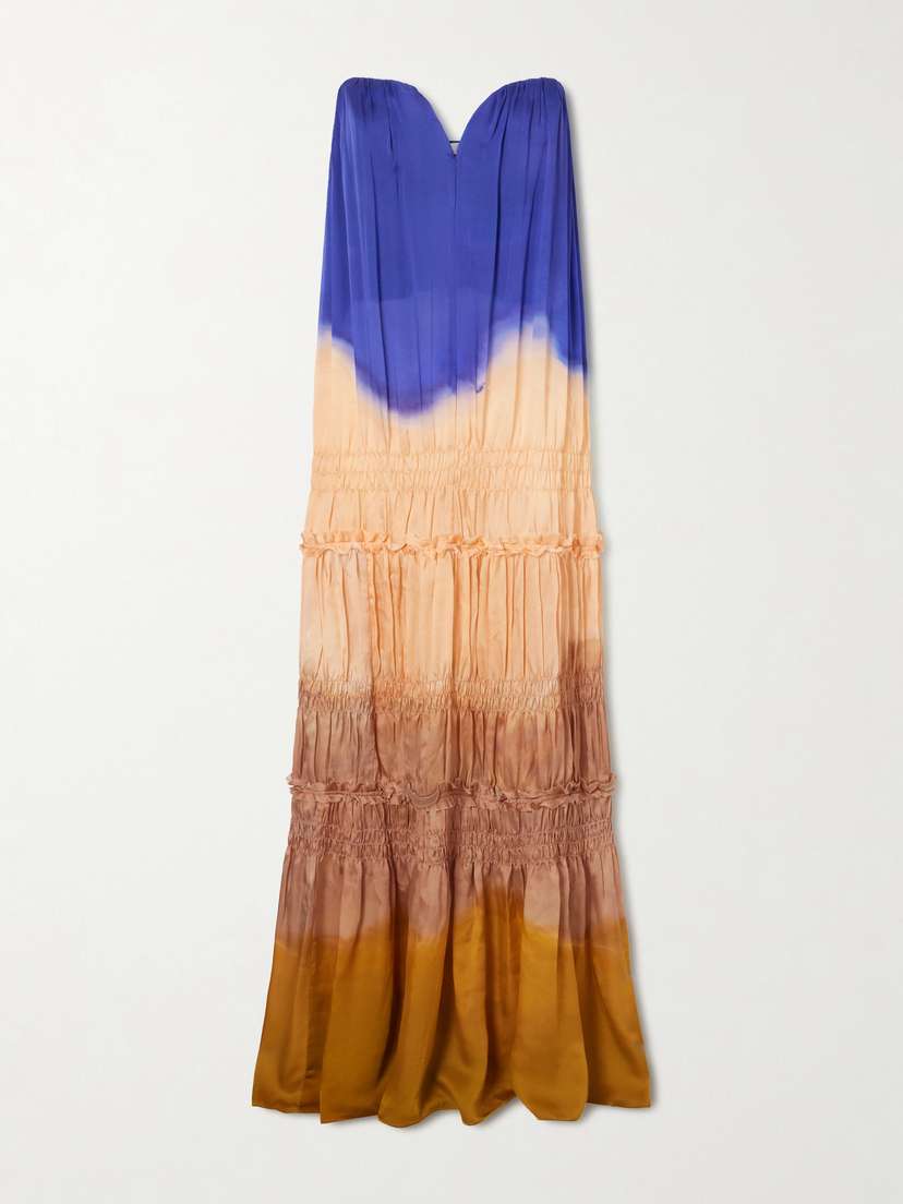 Ulla Johnson Veil Strapless Tiered Silk-satin Gown