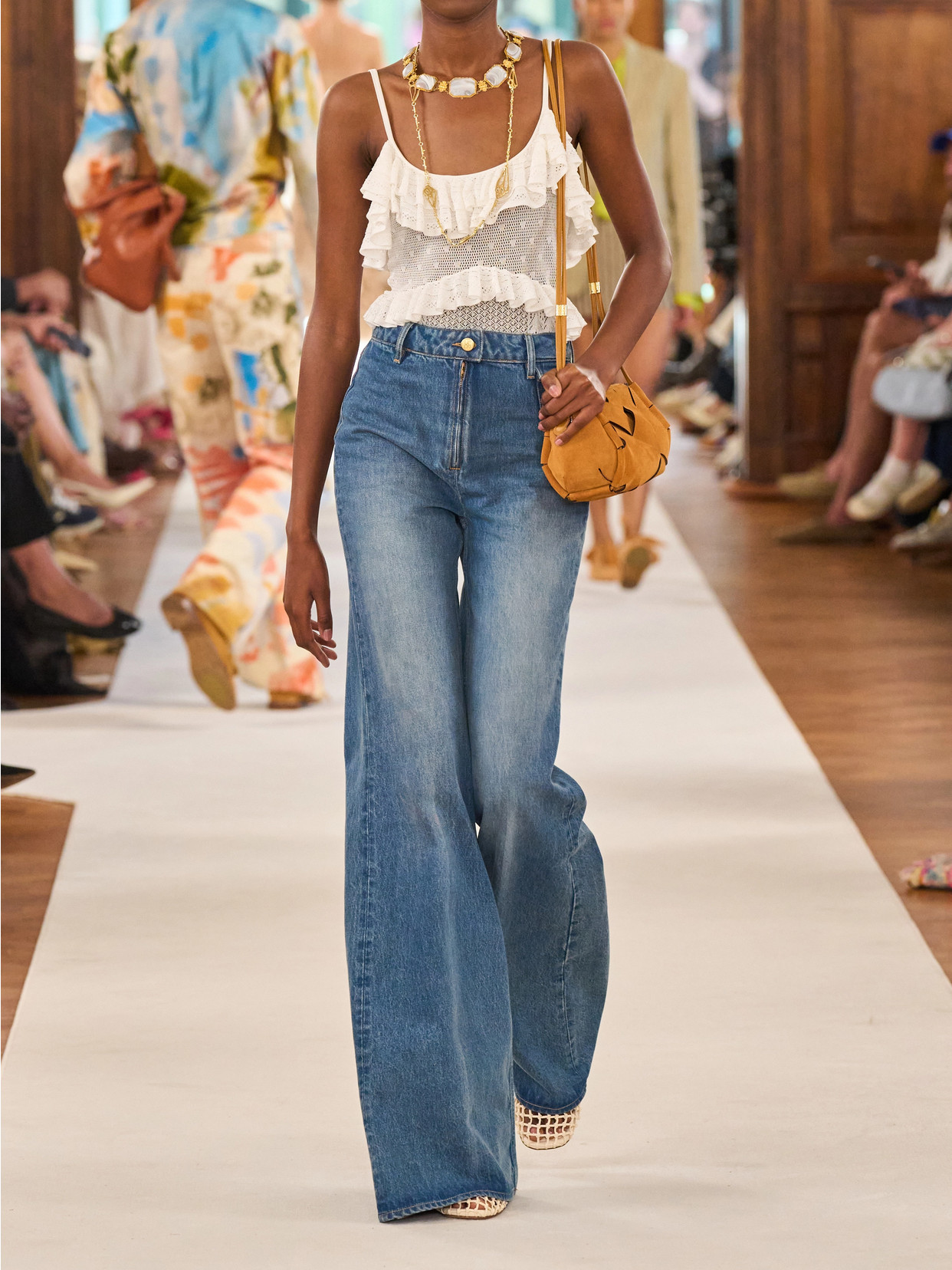 Bania Ruffled Crocheted Bodysuit