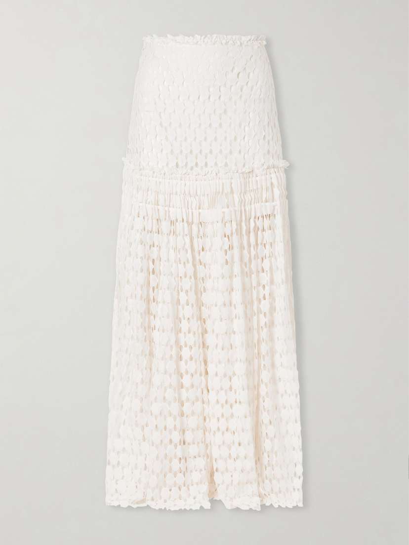 Ulla Johnson Aris Pleated Cotton-blend Lace Maxi Skirt