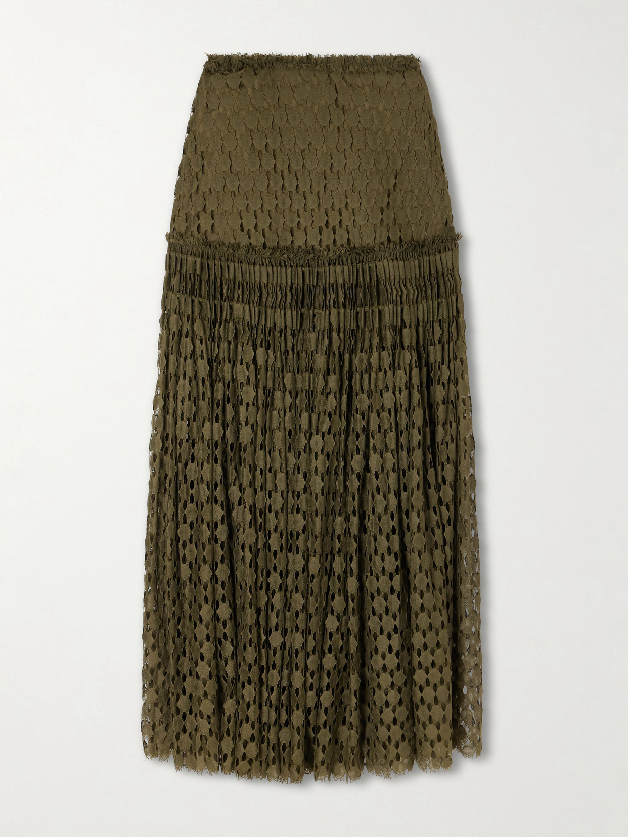 Aris Pleated Cotton-Blend Lace Maxi