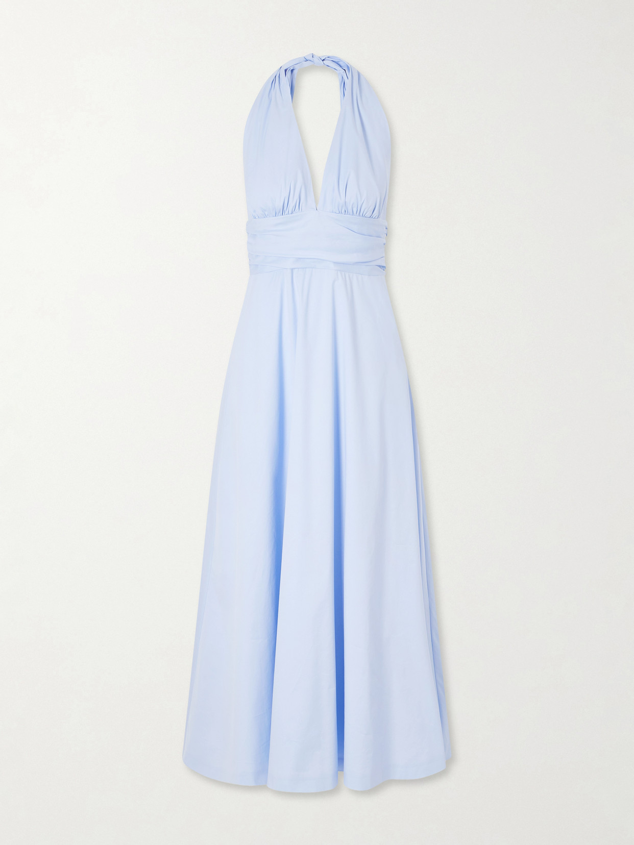 Bernadette Marilyn Organic Cotton-blend Poplin Halterneck Maxi Dress In Blue