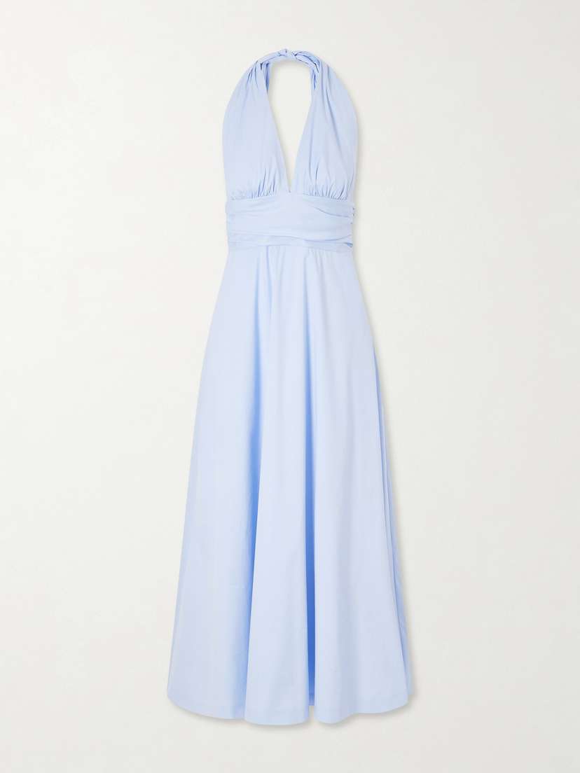 BERNADETTE Marilyn Organic Cotton-blend Poplin Halterneck Maxi Dress