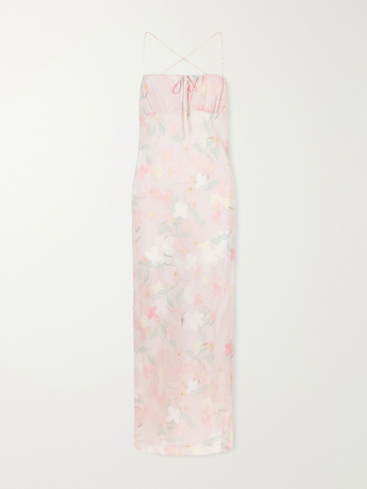 Bernadette Riri Floral-print Silk-satin Midi Dress In Pink