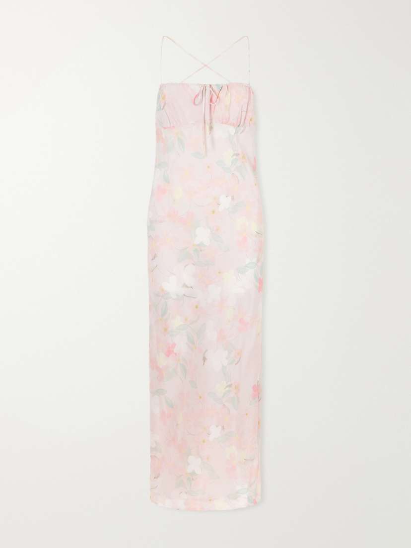 BERNADETTE Riri Floral-print Silk-satin Midi Dress
