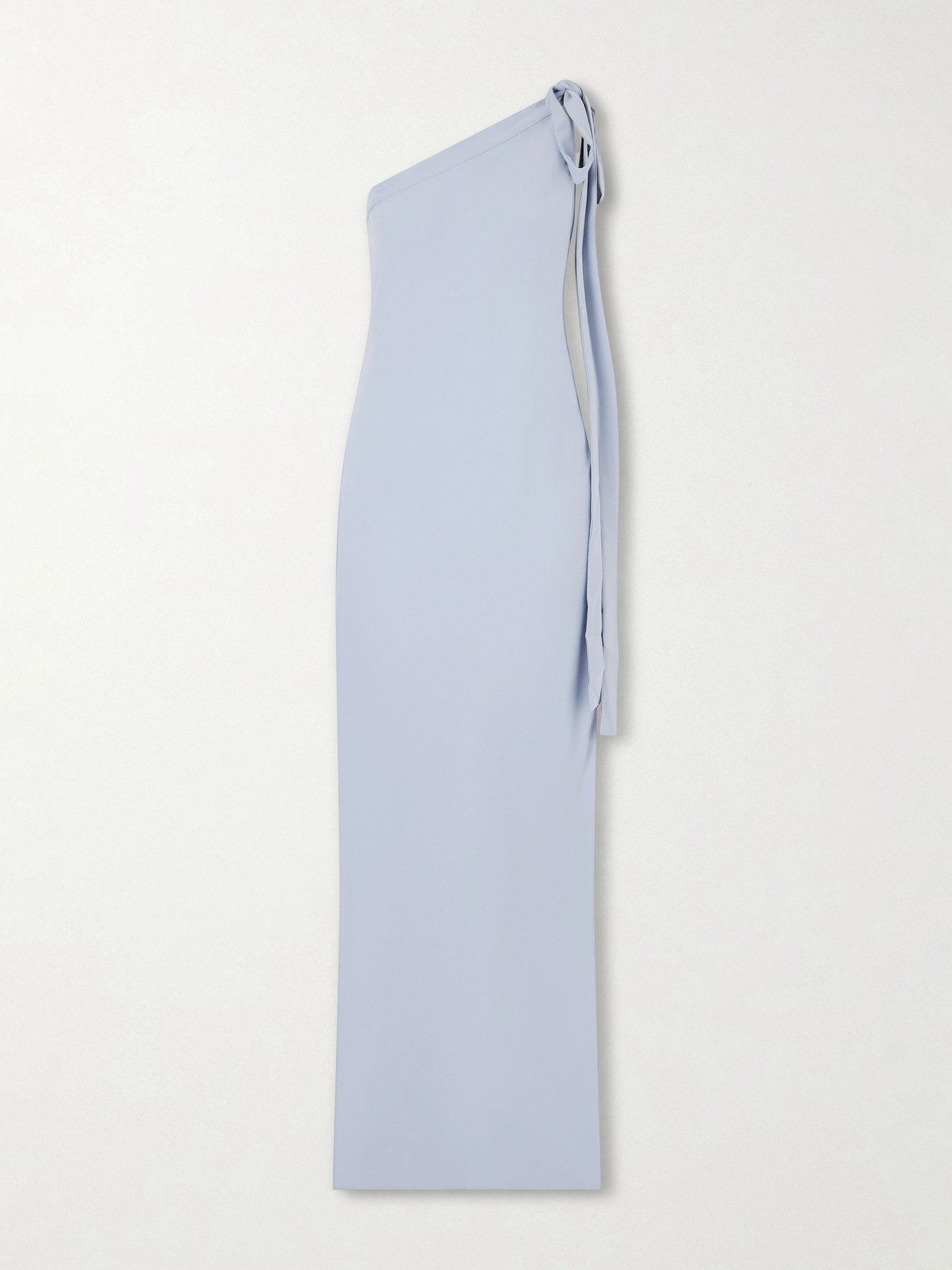 Bernadette Alexander One-shoulder Bow-detailed Crepe Gown In Blue