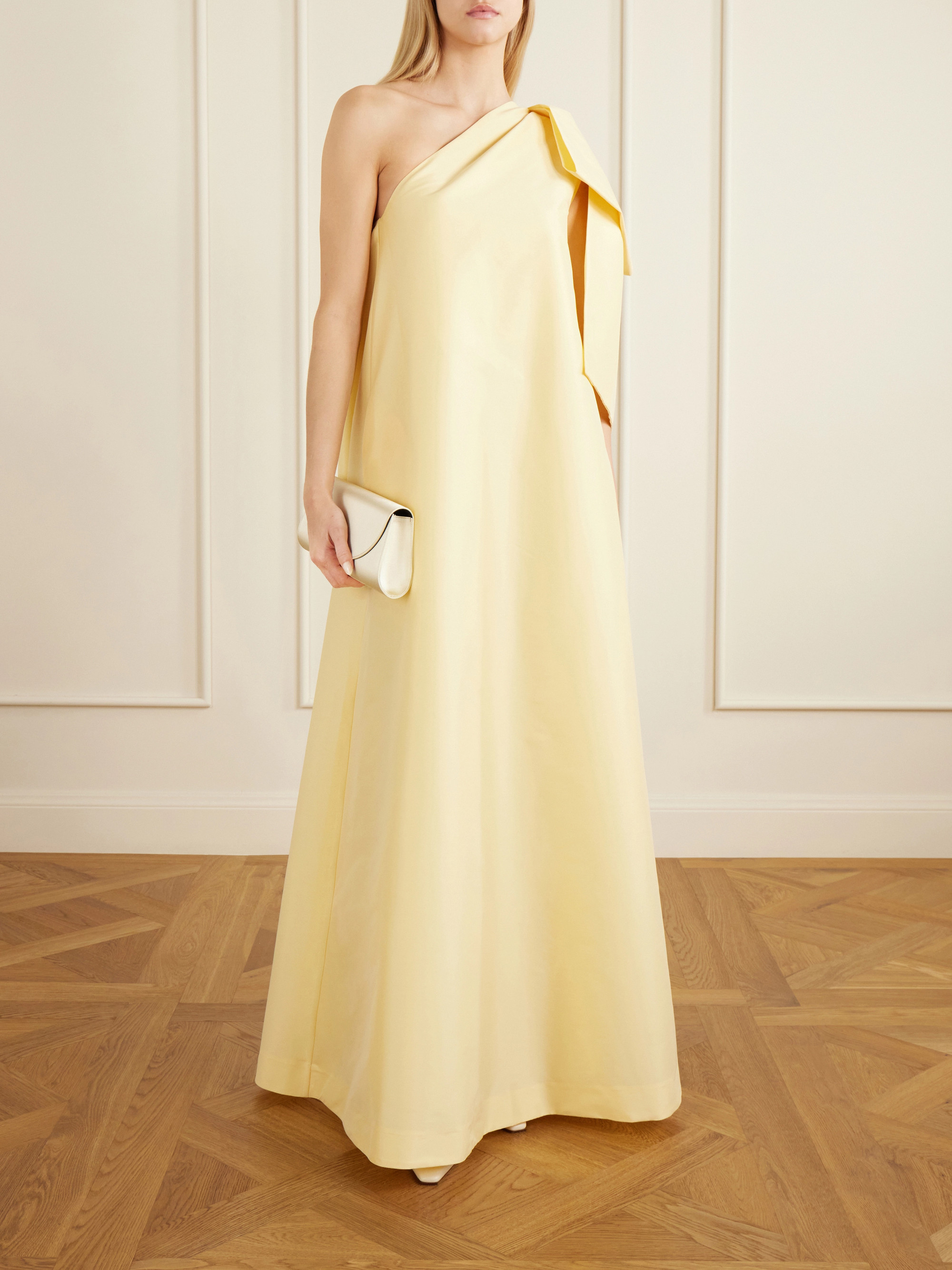 Bernadette Winnette one-shoulder crepe gown