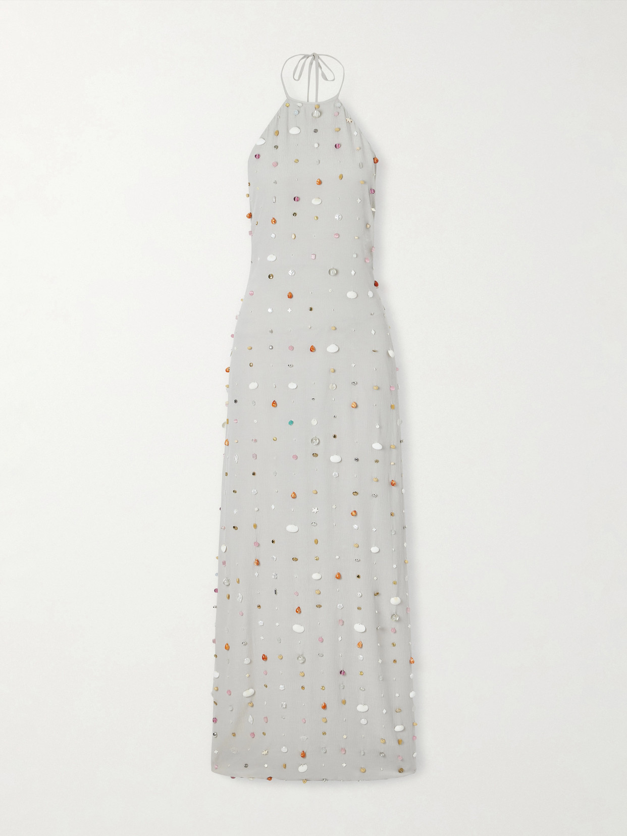 Bernadette Francine Pearl-embellished Crinkled-shell Halterneck Dress In White