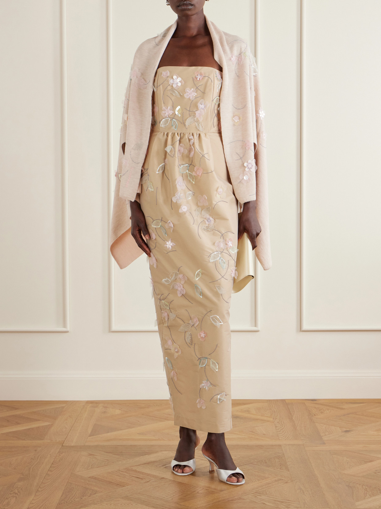 Shirene Embellished Embroidered Cashmere-Blend Cape