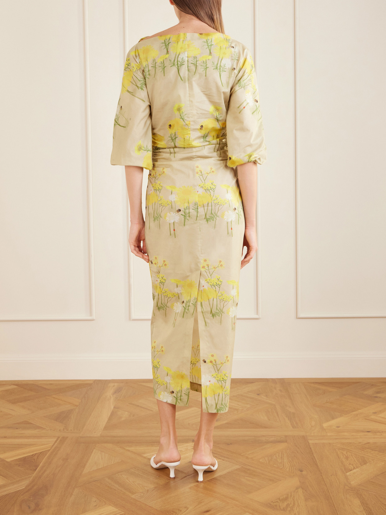 Ezra Floral-Print Cotton-Blend Midi Dress