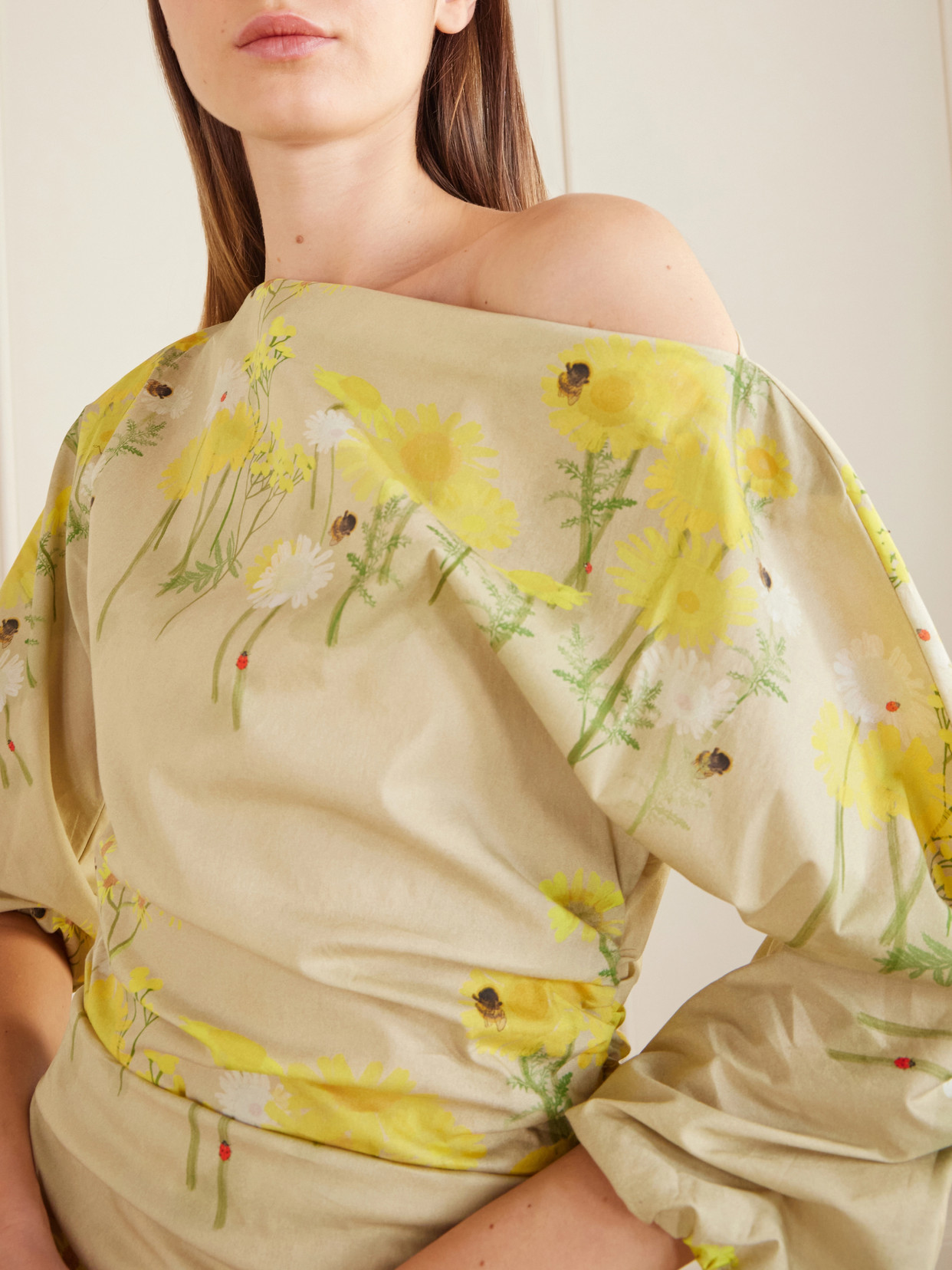 Ezra Floral-Print Cotton-Blend Midi Dress