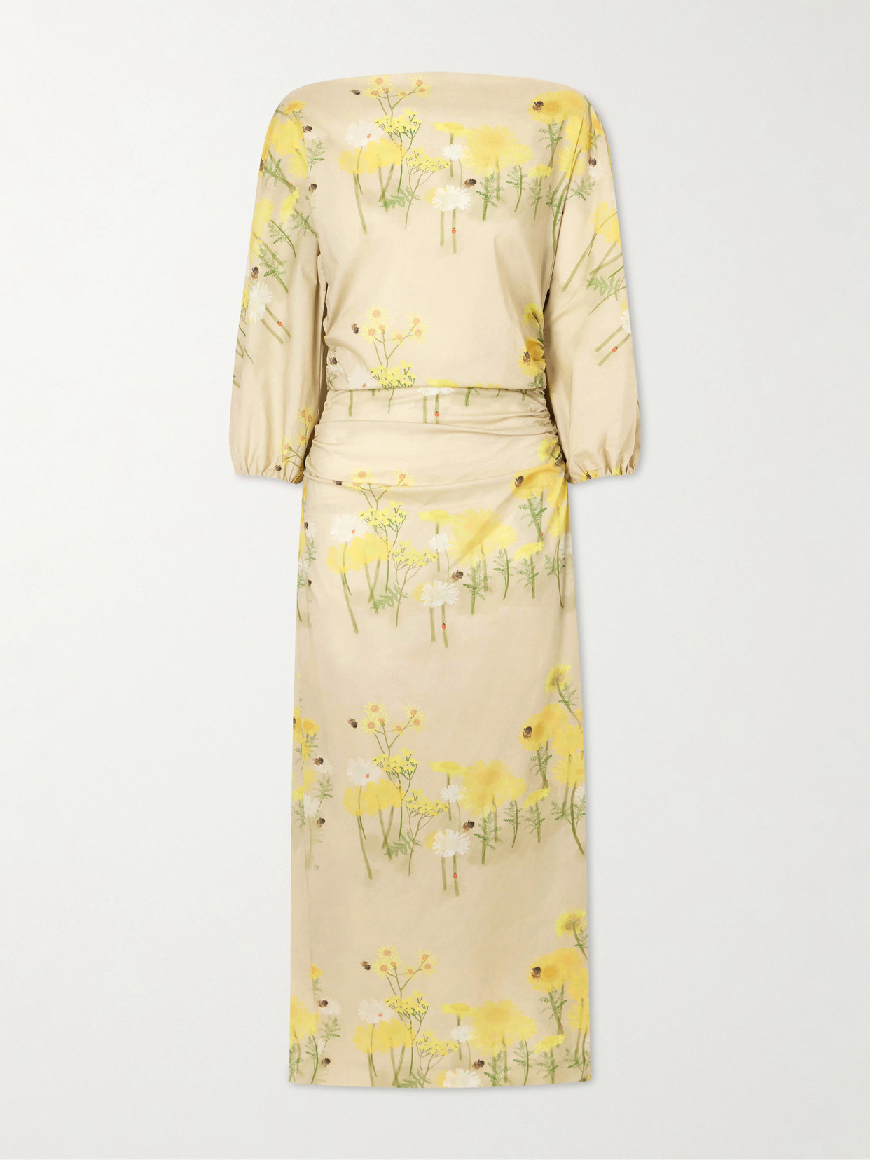 Bernadette Ezra Floral-print Cotton-blend Midi Dress In Yellow