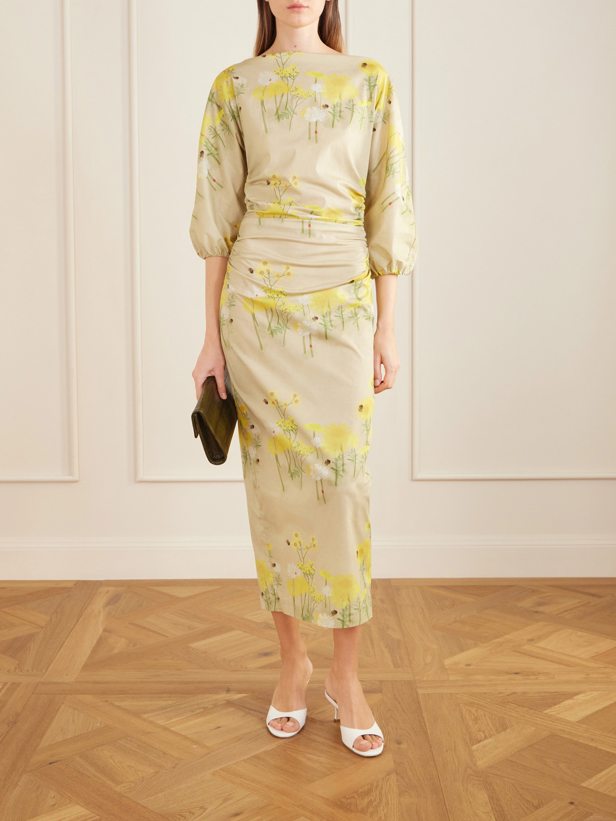 Ezra Floral-Print Cotton-Blend Midi Dress