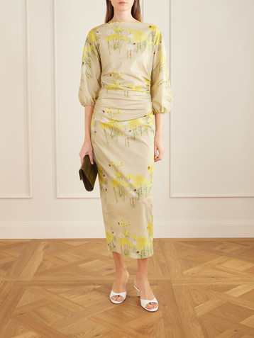Bernadette Ezra floral-print cotton-blend midi dress
