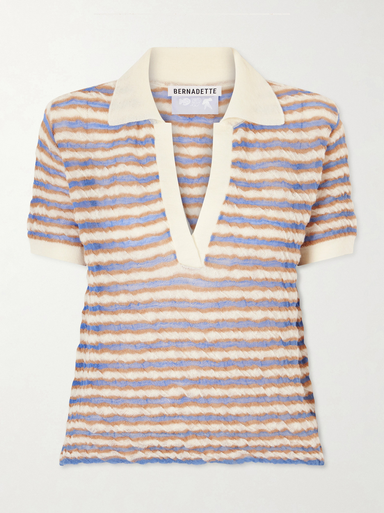 Bernadette Ophelia Striped Wool Polo Shirt In Neutral