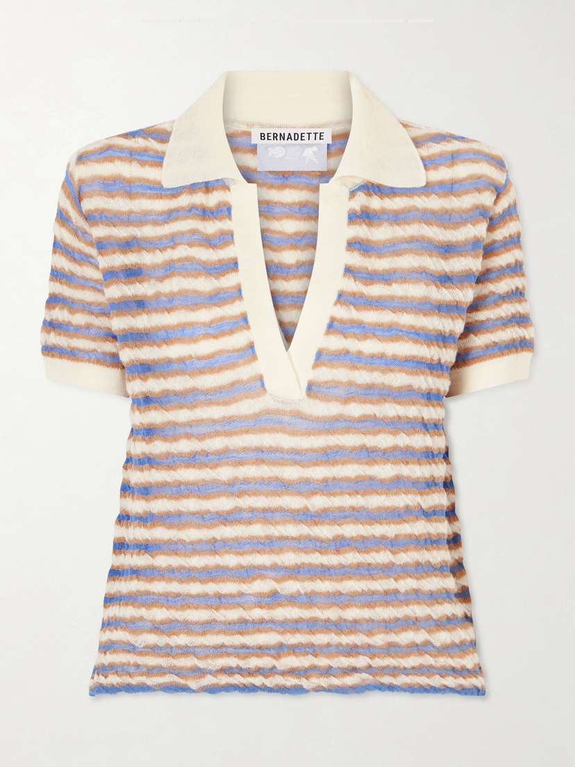 BERNADETTE Ophelia Striped Wool Polo Shirt