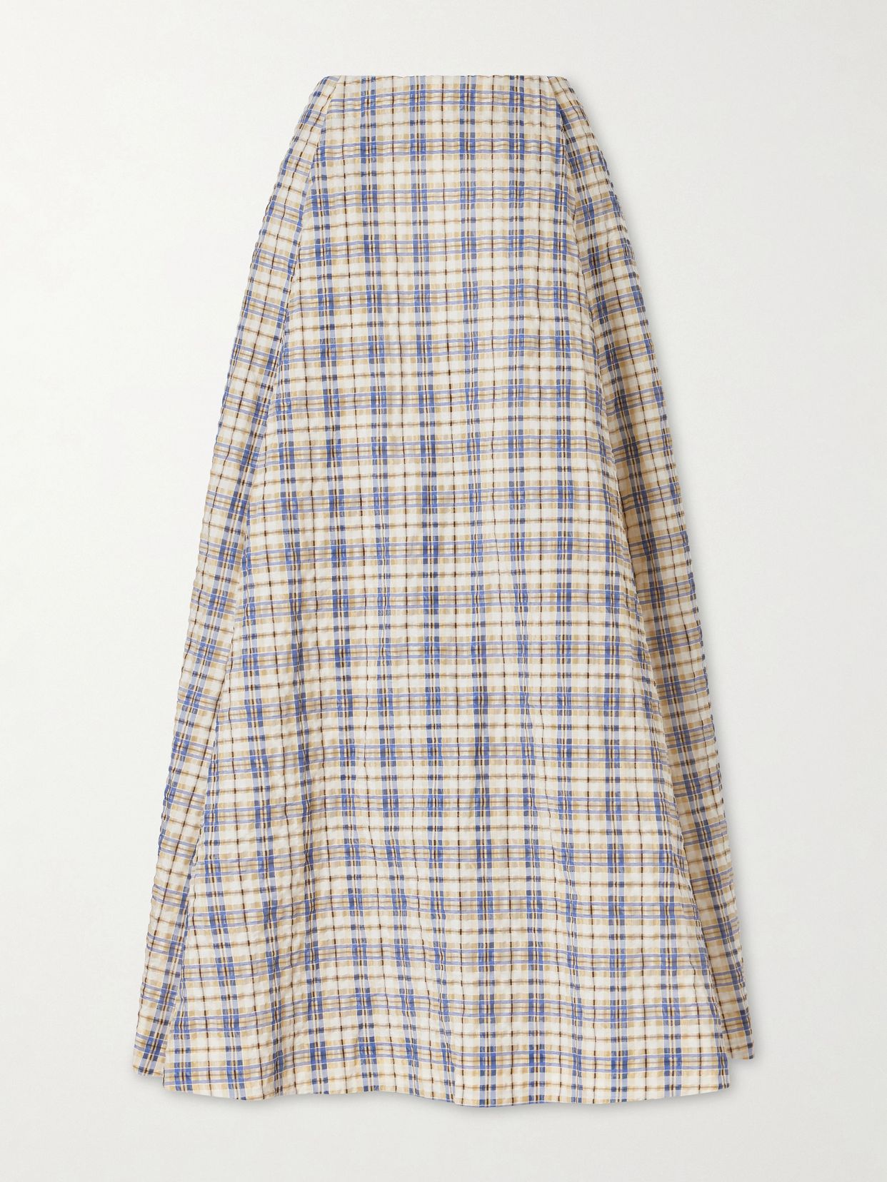 Checked seersucker maxi skirt