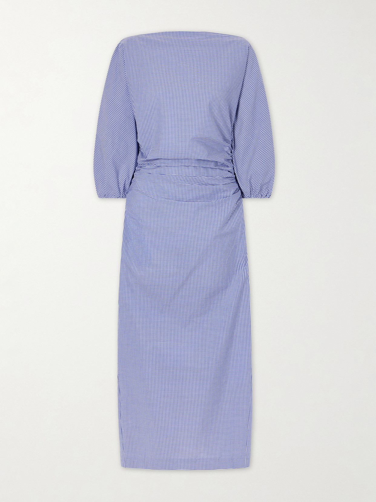 Bernadette Checked Cotton Midi Dress In Blue