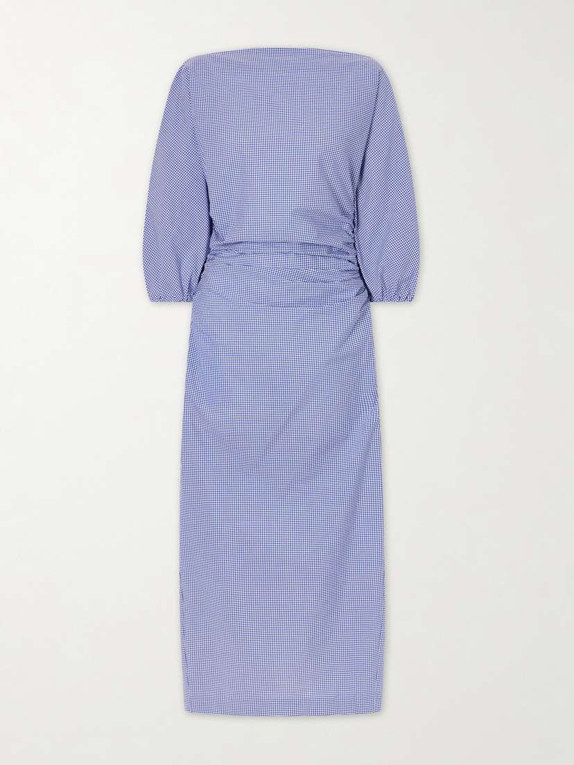 BERNADETTE Checked Cotton Midi Dress