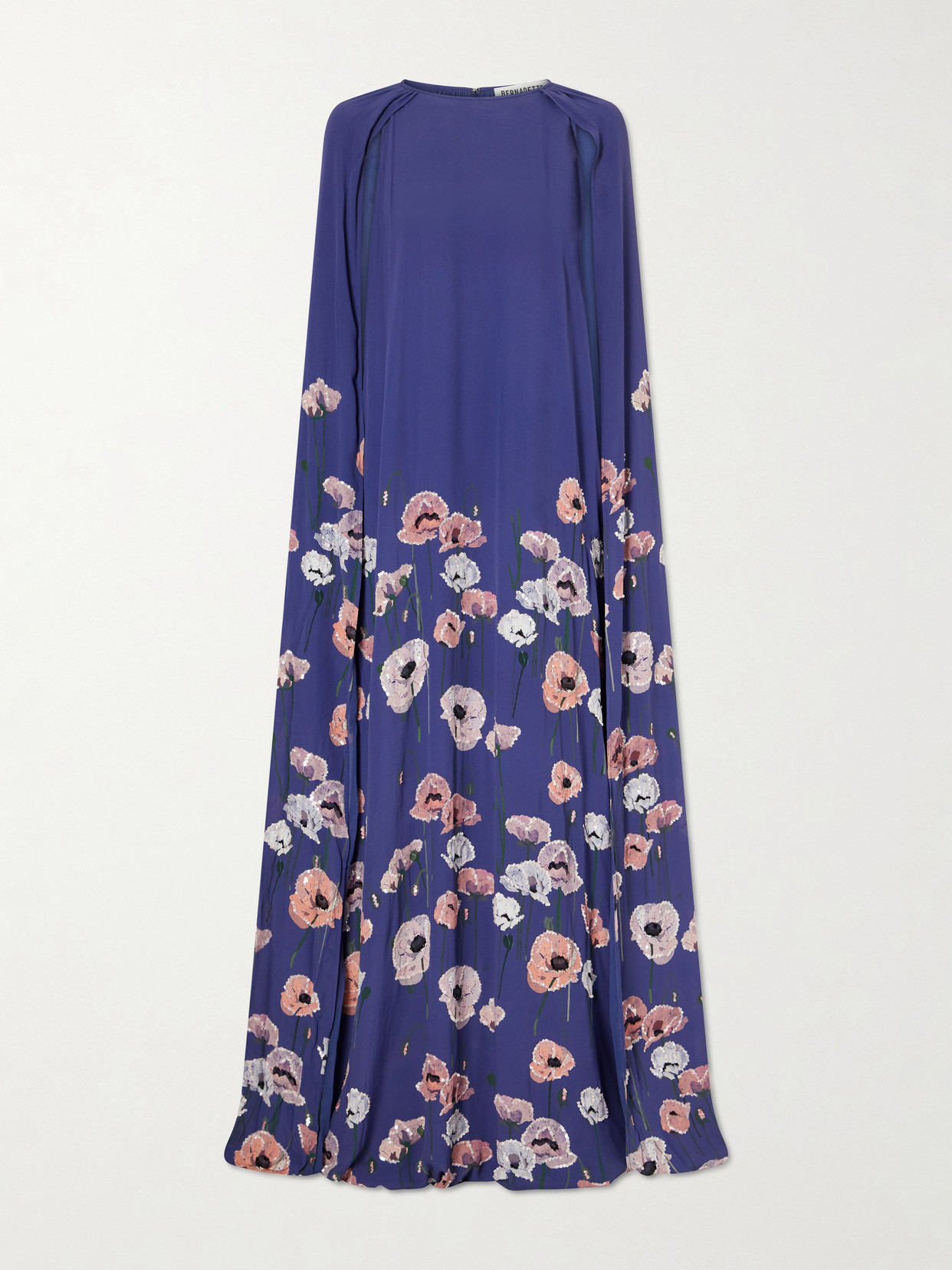 Bernadette Minnie Cape-effect Sequin-embellished Embroidered Crepe Gown In Purple