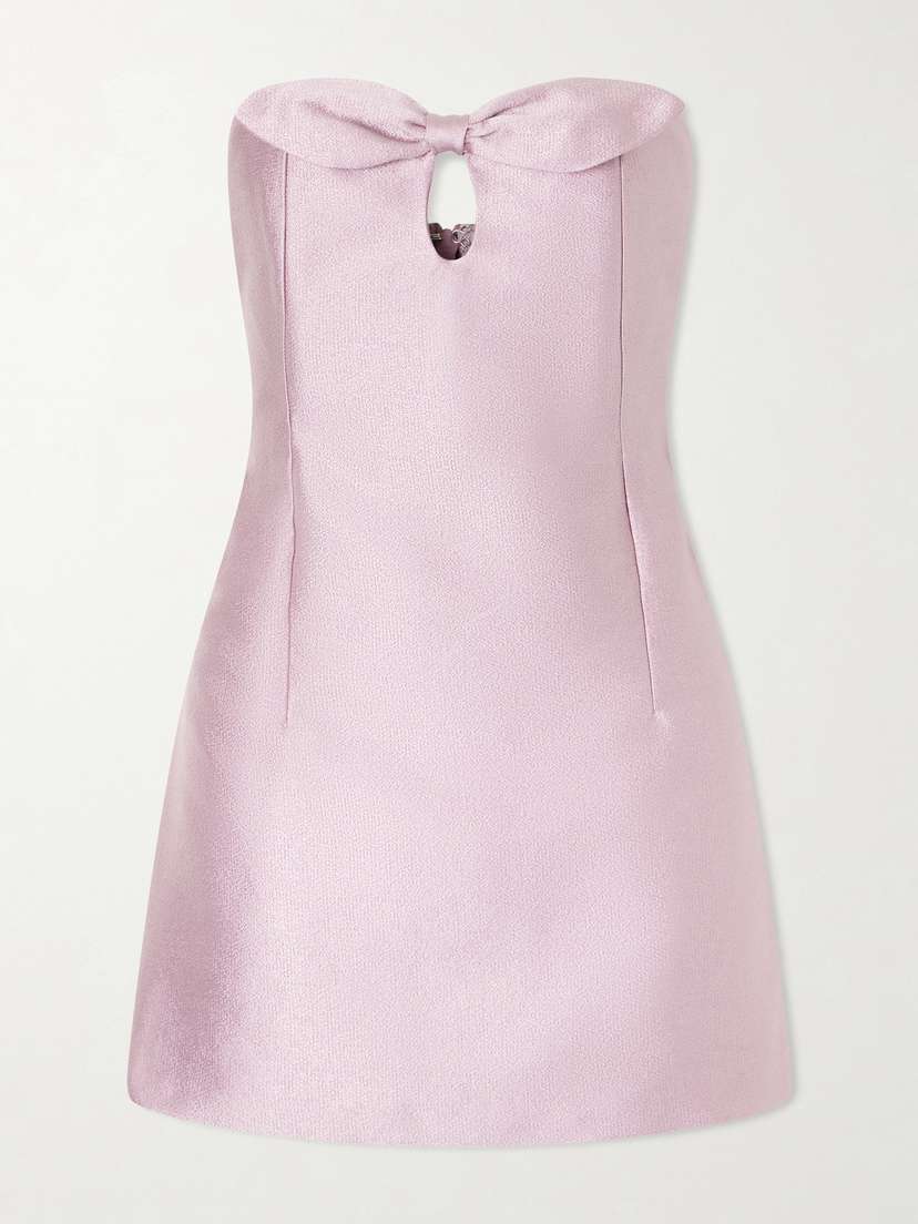 BERNADETTE Charlotte Strapless Bow-detailed Satin Mini Dress