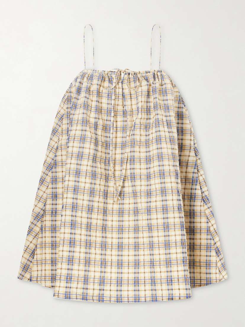 BERNADETTE Checked Seersucker Mini Dress