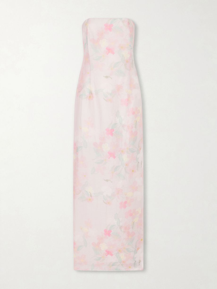 Elora strapless floral-print TENCEL™-blend organza maxi dress